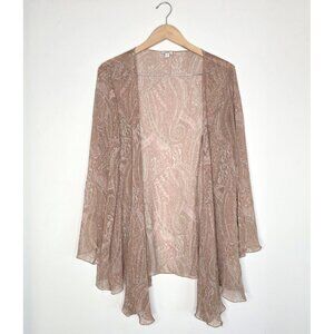 J. Jill Sheer Paisley Kimono Wrap Open Front Chiffon Cardigan Layering Top